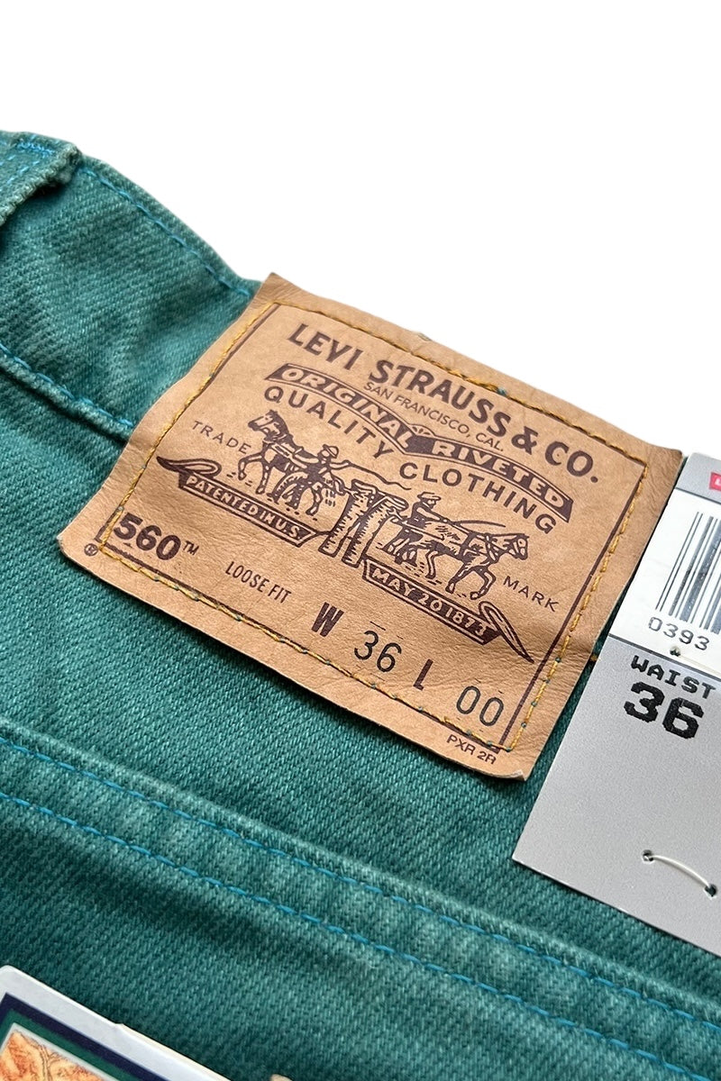 MADE IN USA 94'S 560 DENIM SHORT PANTS / GREEN [SIZE: 36 DEADSTOCK/NOS]