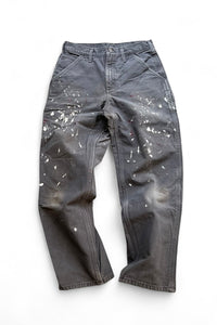 MADE IN USA 14'S DUCK PAINTER PANTS W/FRANNEL CHECK LINNER / GRAY [SIZE: 30 USED]