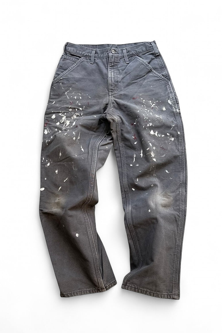 MADE IN USA 14'S DUCK PAINTER PANTS W/FRANNEL CHECK LINNER / GRAY [SIZE: 30 USED]