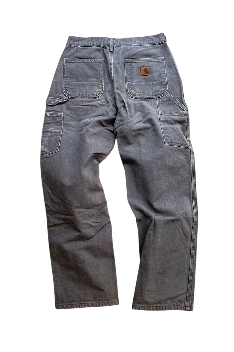 MADE IN USA 14oz DUCK PAINTER PANTS WITH FLANNEL CHECK LINER / GRAY [SIZE: 30 USED]