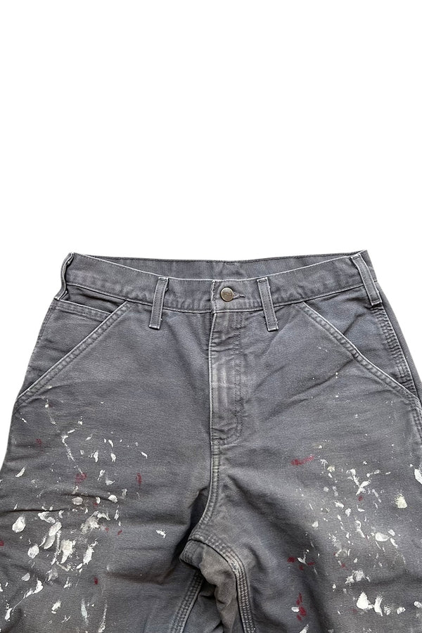 MADE IN USA 14oz DUCK PAINTER PANTS WITH FLANNEL CHECK LINER / GRAY [SIZE: 30 USED]