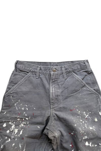MADE IN USA 14'S DUCK PAINTER PANTS W/FRANNEL CHECK LINNER / GRAY [SIZE: 30 USED]