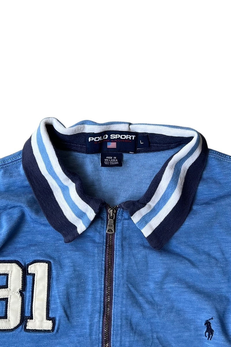 90'S HALF-ZIP POLO SHIRT / LIGHT BLUE [SIZE: L USED]