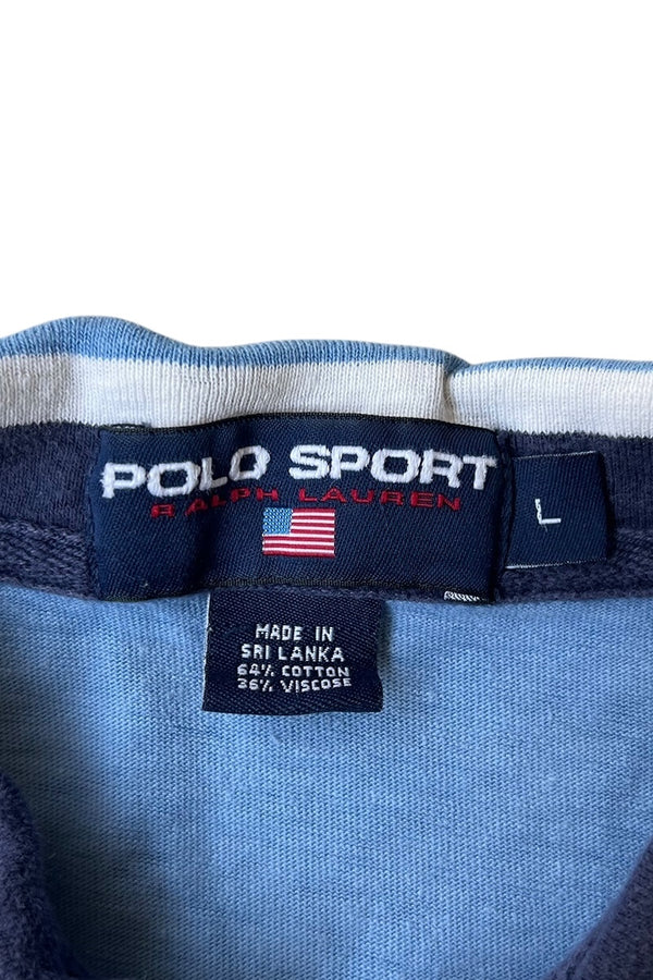 90'S HALF-ZIP POLO SHIRT / LIGHT BLUE [SIZE: L USED]