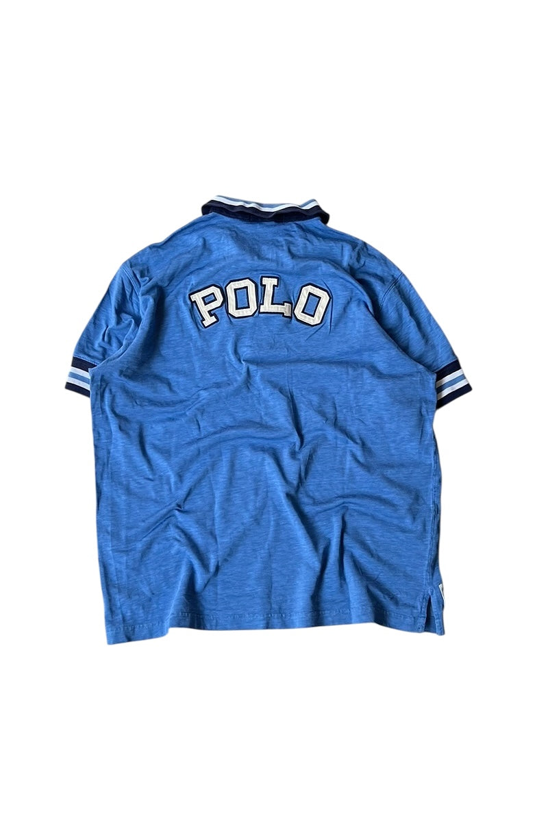 90'S HALF-ZIP POLO SHIRT / LIGHT BLUE [SIZE: L USED]