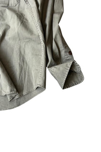 90'S L/S COTTON MILITARY SHIRT / KHAKI [SIZE: L USED]