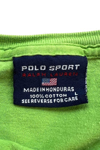 90'S L/S POLO BEAR T-SHIRT / GREEN [SIZE: L USED]