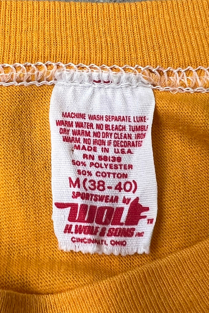 MADE IN USA 80s LADY T HOCKEY T-SHIRT / YELLOW [SIZE: M USED]