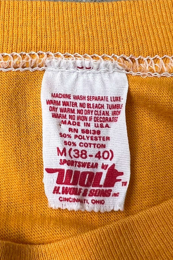 MADE IN USA 80s LADY T HOCKEY T-SHIRT / YELLOW [SIZE: M USED]