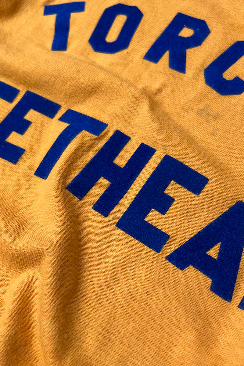 MADE IN USA 80s LADY T HOCKEY T-SHIRT / YELLOW [SIZE: M USED]
