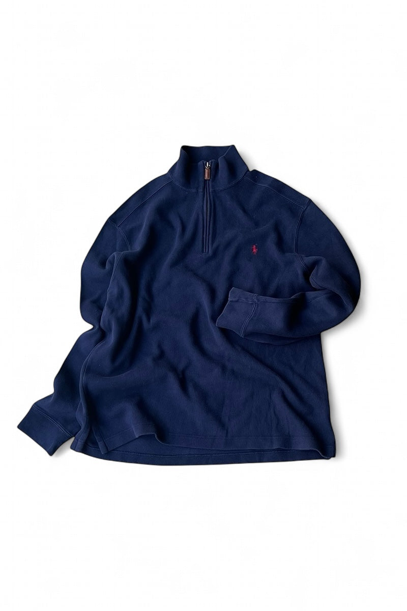 90'S HALF-ZIP SWEATER / NAVY [SIZE: M USED]