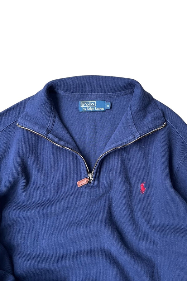 90'S HALF-ZIP SWEATER / NAVY [SIZE: M USED]