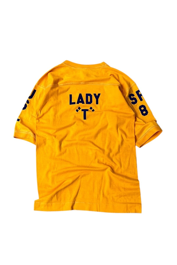 MADE IN USA 80s LADY T HOCKEY T-SHIRT / YELLOW [SIZE: M USED]