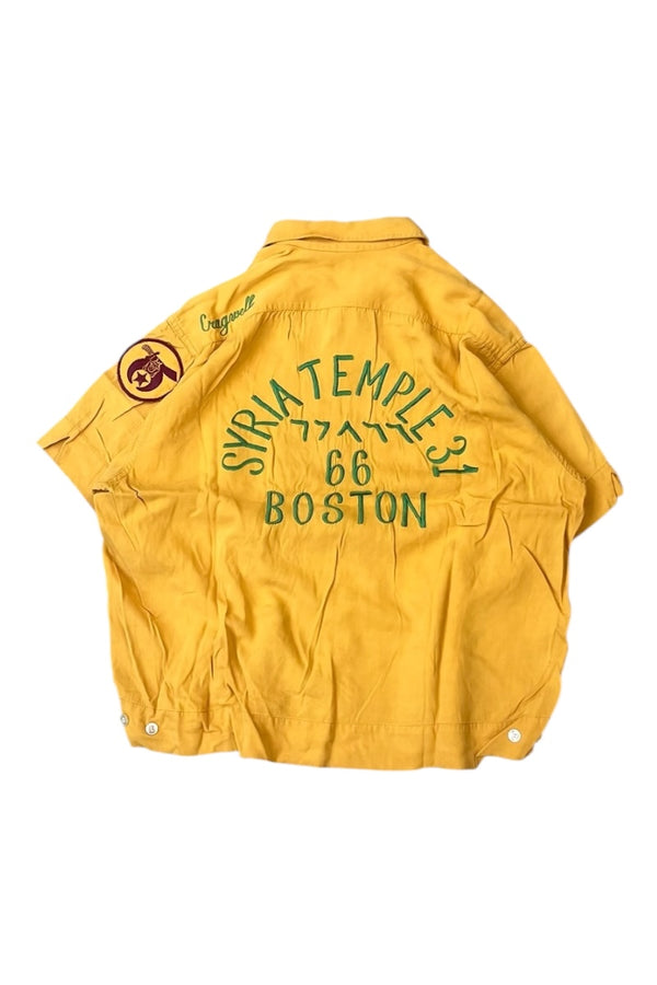 MADE IN USA 66'S S/S RAYON OPEN COLLAR SHIRT / YELLOW [SIZE: M USED]