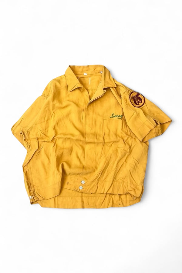 MADE IN USA 66'S S/S RAYON OPEN COLLAR SHIRT / YELLOW [SIZE: M USED]