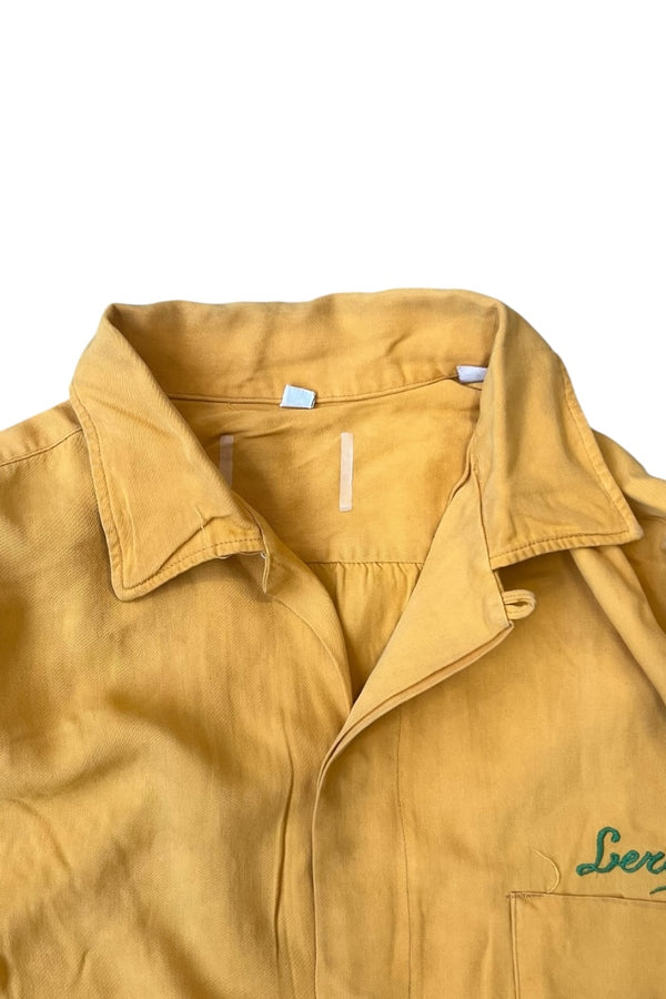 MADE IN USA 66'S S/S RAYON OPEN COLLAR SHIRT / YELLOW [SIZE: M USED]