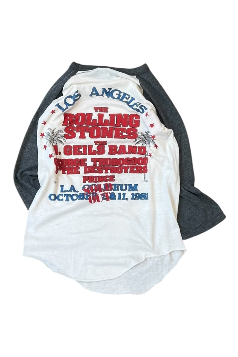 MADE IN USA 81'S THE ROLLING STONES RAGLAN SLEEVE T-SHIRT / WHITE [SIZE: S USED]