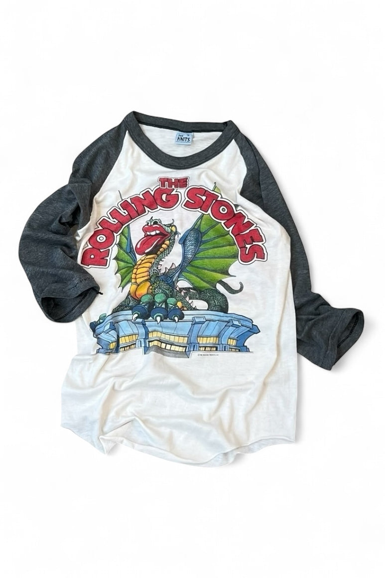MADE IN USA 81'S THE ROLLING STONES RAGLAN SLEEVE T-SHIRT / WHITE [SIZE: S USED]