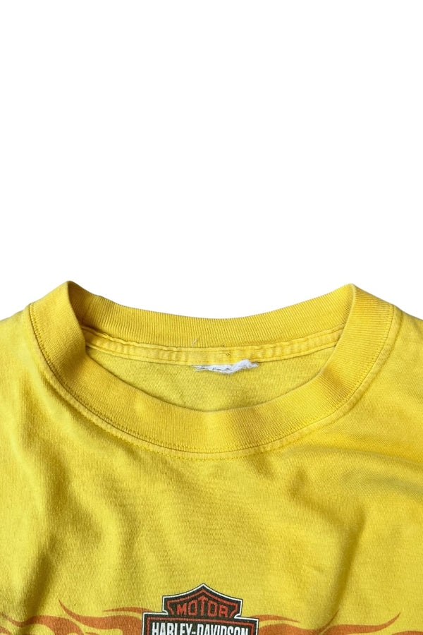 Y2K EARLY 05'S L/S FIRE FLAME T-SHIRT / YELLOW [SIZE: L USED]