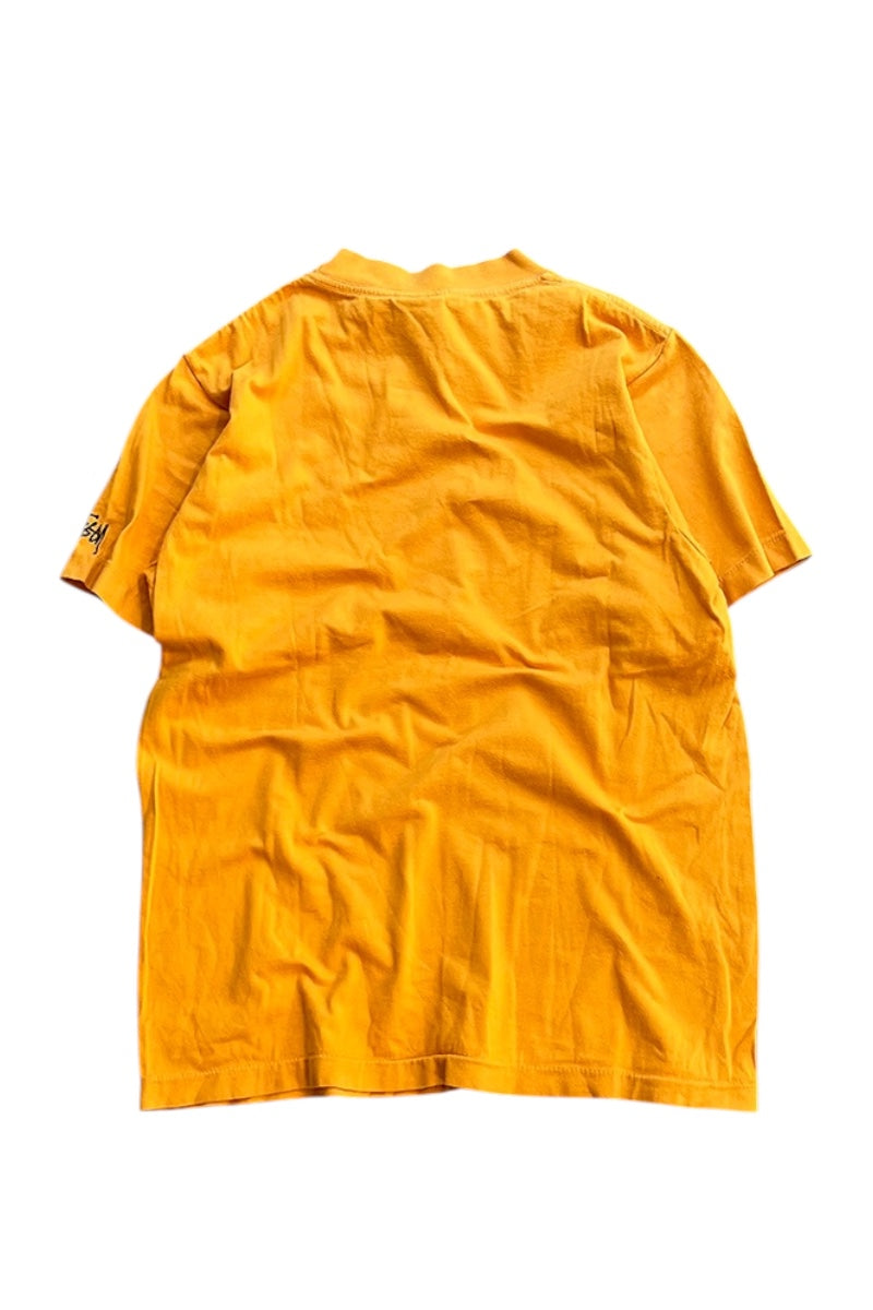 MADE IN USA 90'S S LOGO T-SHIRT / YELLOW [SIZE: M USED]