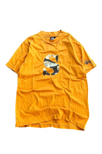 MADE IN USA 90'S S LOGO T-SHIRT / YELLOW [SIZE: M USED]