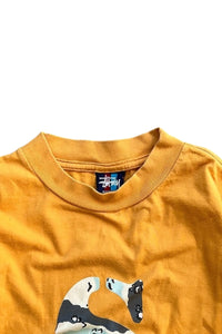 MADE IN USA 90'S S LOGO T-SHIRT / YELLOW [SIZE: M USED]