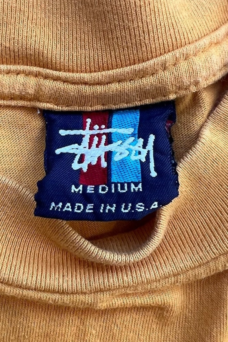 MADE IN USA 90'S S LOGO T-SHIRT / YELLOW [SIZE: M USED]
