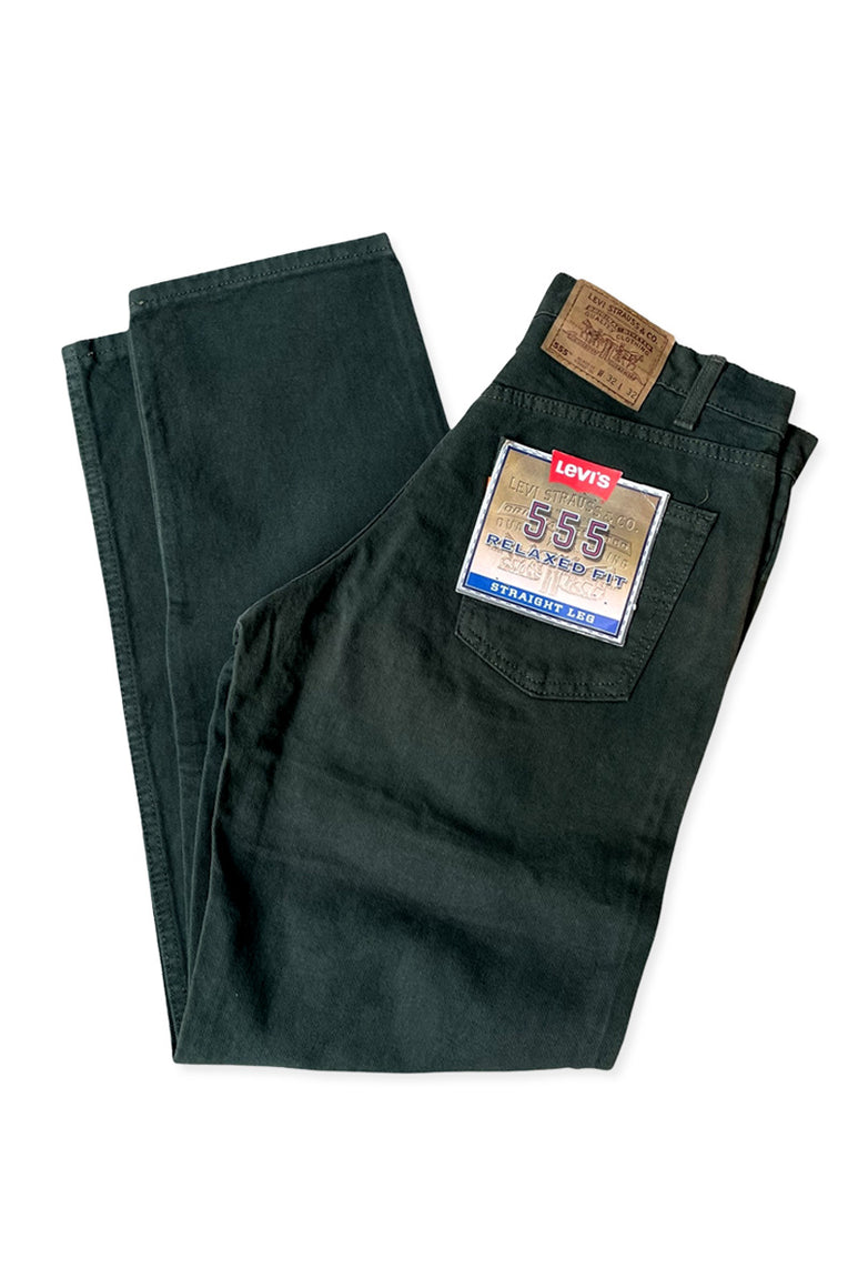 MADE IN USA 96'S 555 DENIM PANTS ORANGE TAB / DARK GREEN [SIZE: 32 DEADSTOCK/NOS]