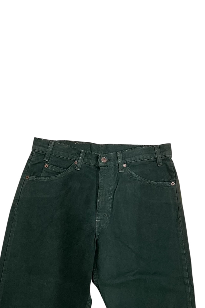 MADE IN USA 96'S 555 DENIM PANTS ORANGE TAB / DARK GREEN [SIZE: 32 DEADSTOCK/NOS]