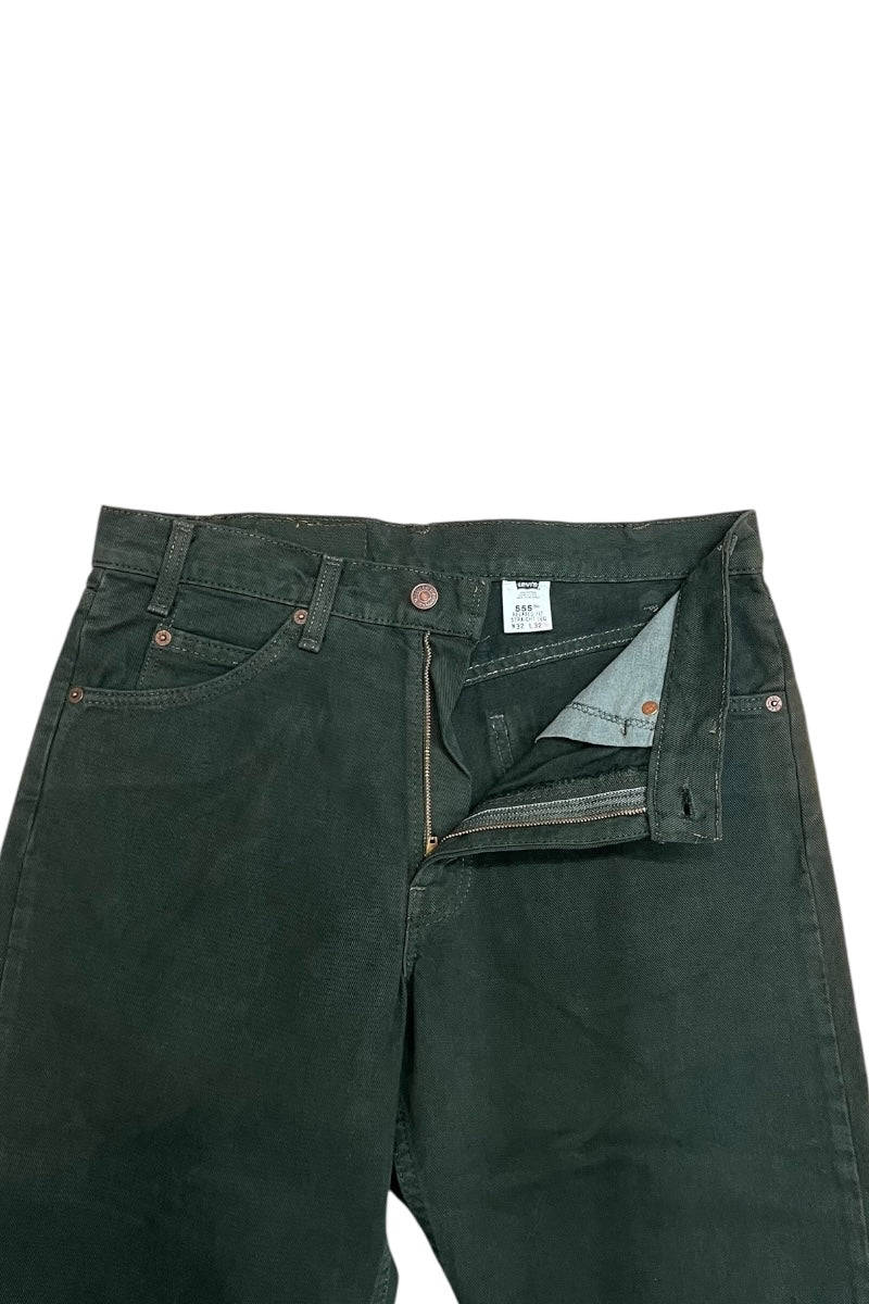 MADE IN USA 96'S 555 DENIM PANTS ORANGE TAB / DARK GREEN [SIZE: 32 DEADSTOCK/NOS]