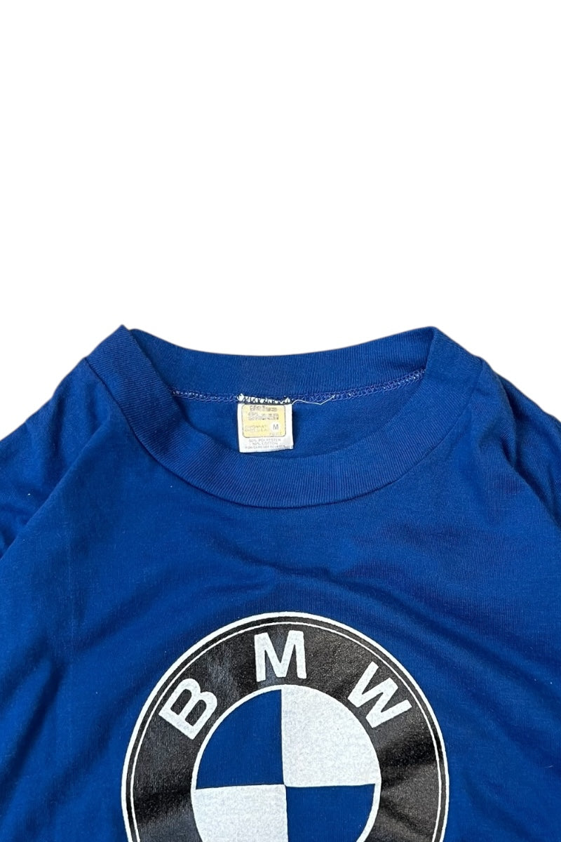MADE IN USA 80'S BMW ADVERTISING T-SHIRT / BLUE [SIZE: M USED]