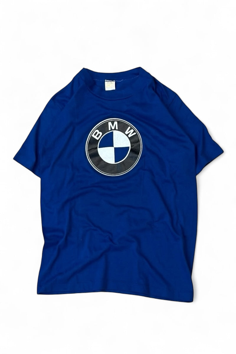 MADE IN USA 80'S BMW ADVERTISING T-SHIRT / BLUE [SIZE: M USED]