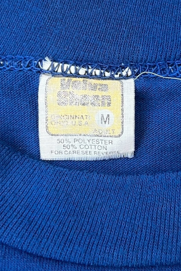 MADE IN USA 80'S BMW ADVERTISING T-SHIRT / BLUE [SIZE: M USED]