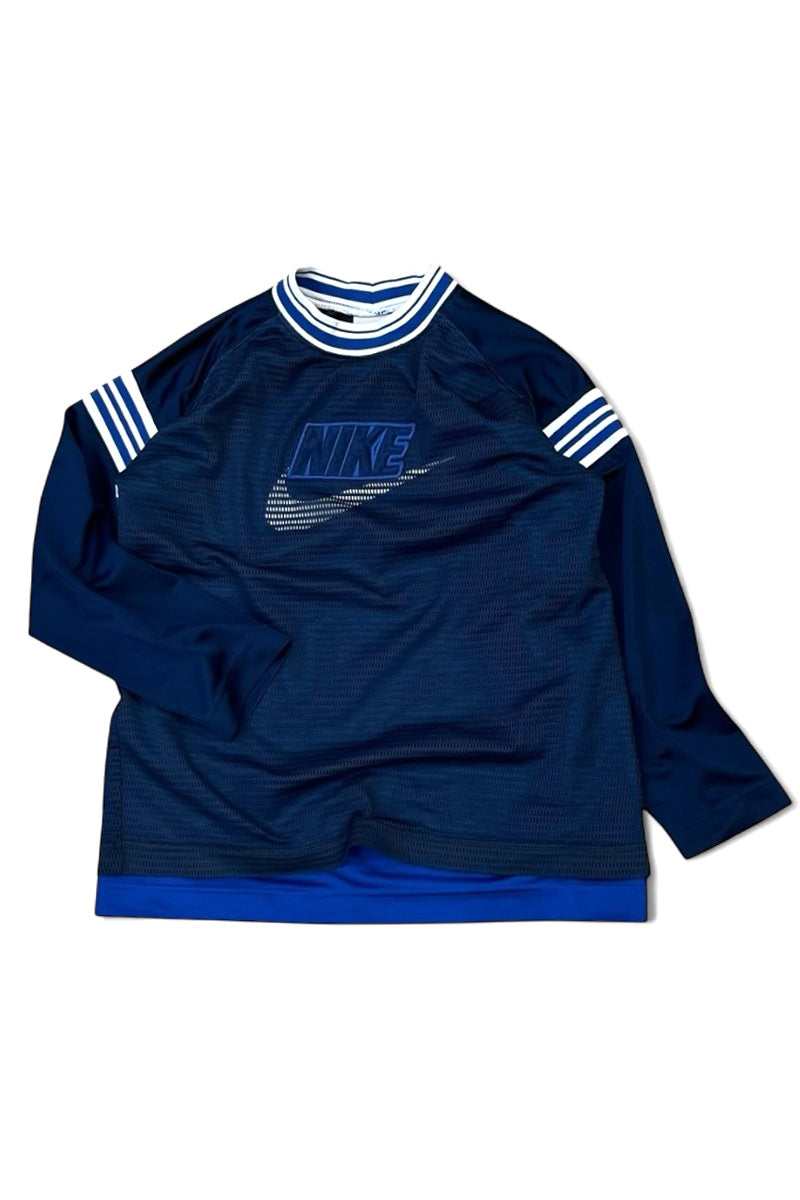 Y2K EARLY 00'S L/S MESH T-SHIRT / NAVY [SIZE: M USED]