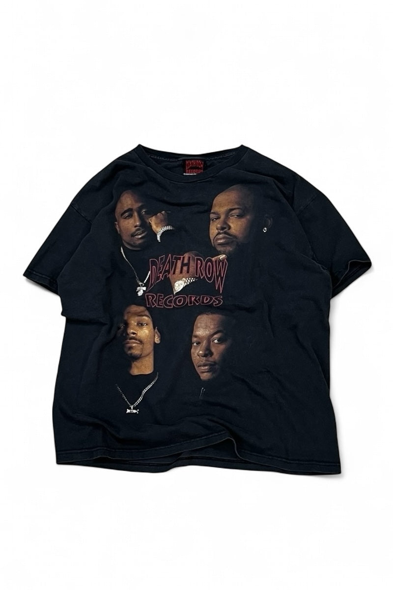 00'S DEATH ROW RECORDS HIP HOP T-SHIRT / BLACK [SIZE: L USED]