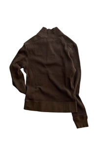 90'S L/S HENLEY NECK T-SHIRT / BROWN [SIZE: S USED]