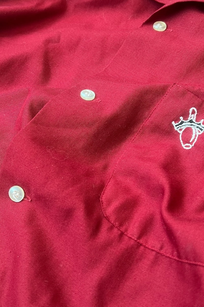MADE IN USA 60'S BOWLING S/S SHIRT / RED [SIZE: L USED]