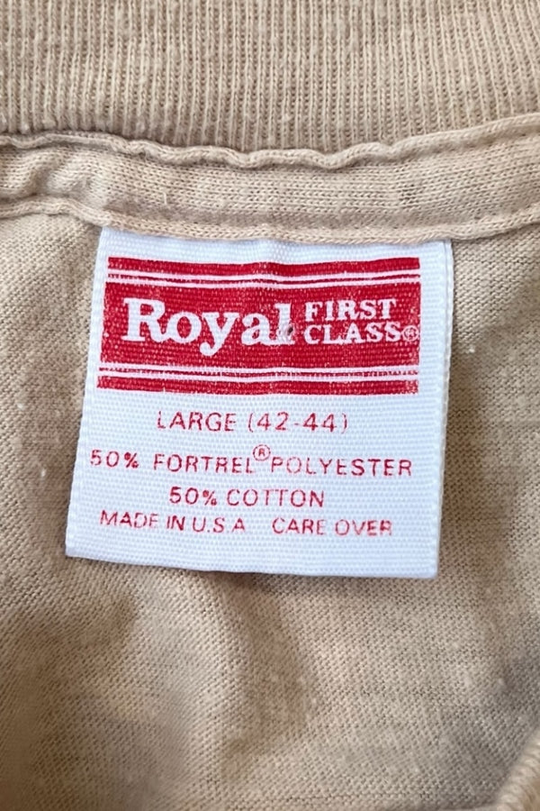 MADE IN USA 80'S POINT BEER LETTER T-SHIRT / BEIGE [SIZE: L USED]