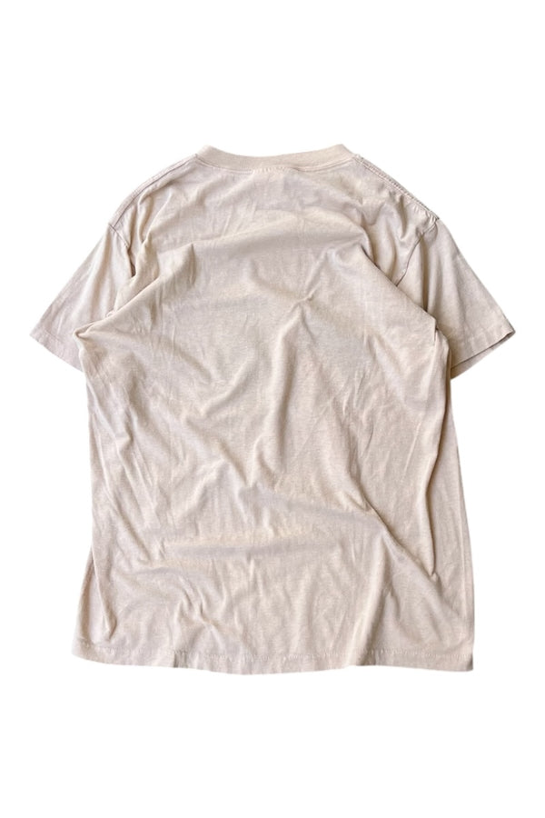 MADE IN USA 80'S POINT BEER LETTER T-SHIRT / BEIGE [SIZE: L USED]