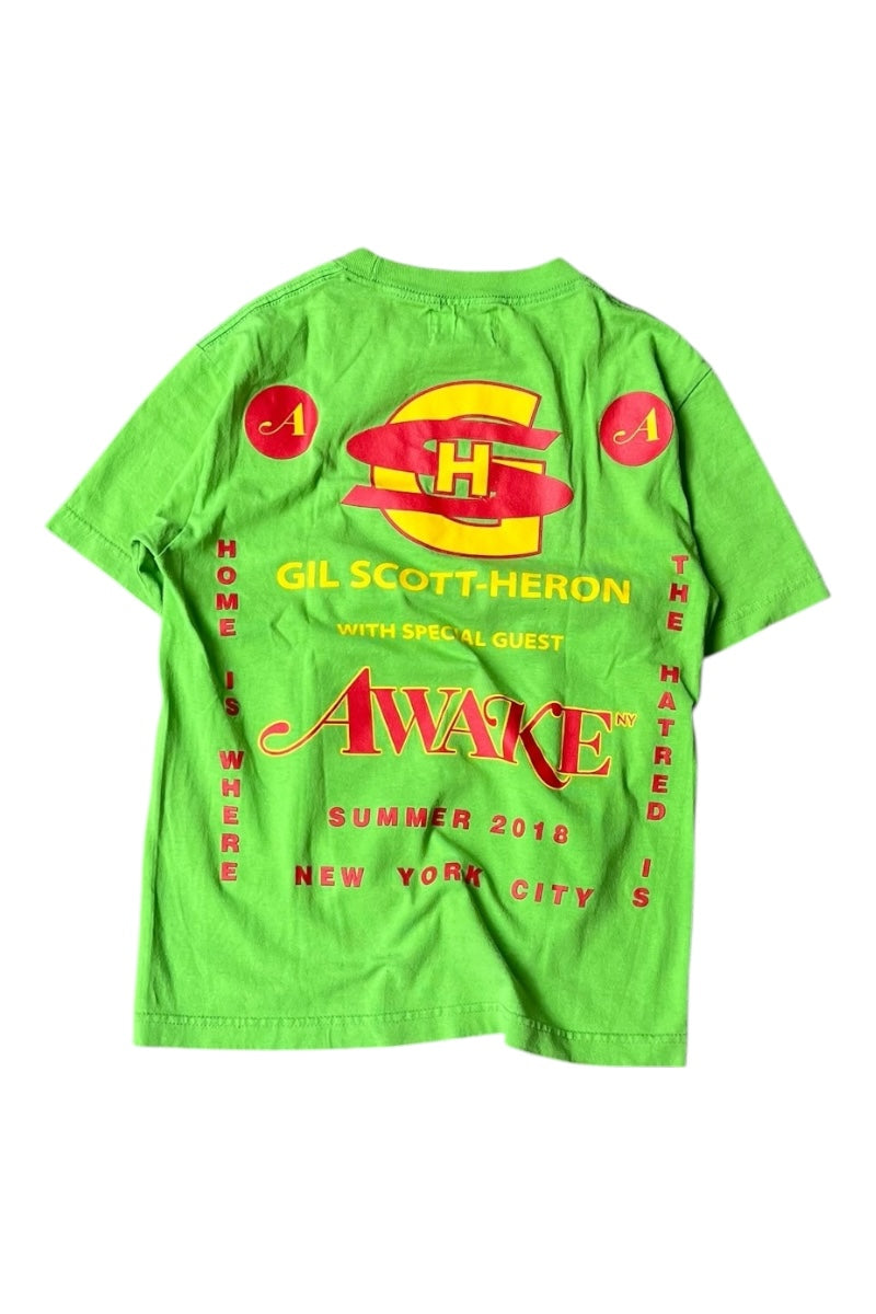 MADE IN USA GIL SCOTT-HERON PRINT T-SHIRT / GREEN [SIZE: S USED]