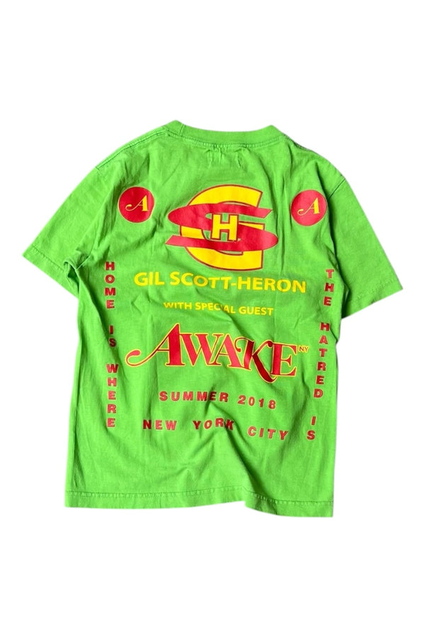 MADE IN USA GIL SCOTT-HERON PRINT T-SHIRT / GREEN [SIZE: S USED]