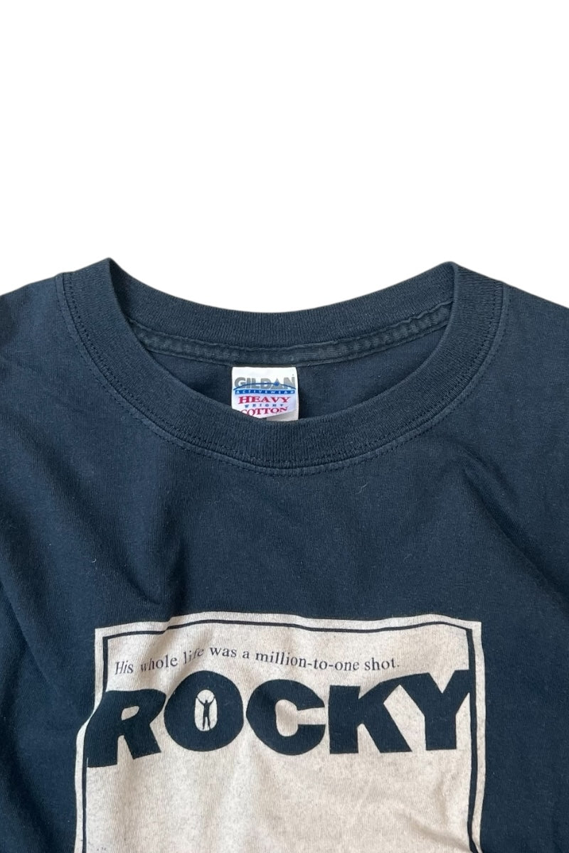 Y2K 05'S ROCKY MOVIE T-SHIRT / BLACK [SIZE: L USED]