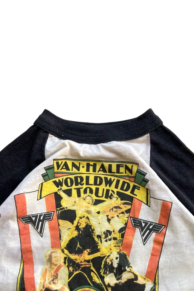 MADE IN USA 81'S VAN HALEN WORLD WIDE TOUR RAGLAN BAND T-SHIRT / WHITE [SIZE: M USED]