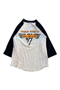 MADE IN USA 81'S VAN HALEN WORLD WIDE TOUR RAGLAN BAND T-SHIRT / WHITE [SIZE: M USED]