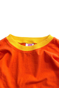 90'S BI COLOR T-SHIRT / ORANGE [SIZE: M USED]