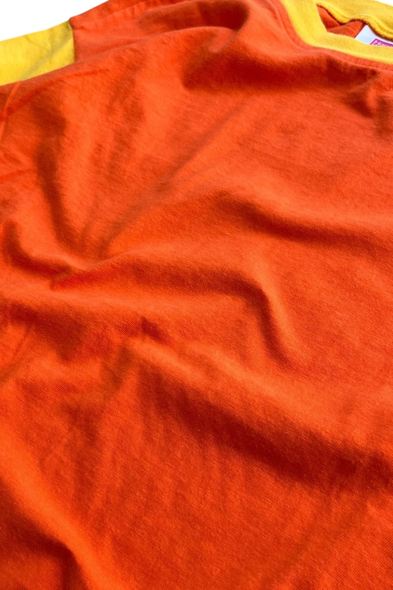 90'S BI COLOR T-SHIRT / ORANGE [SIZE: M USED]