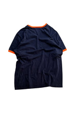 画像をギャラリービューアに読み込む, MADE IN USA 90&#39;S LOGO RINGER T-SHIRT / NAVY [SIZE: L USED]
