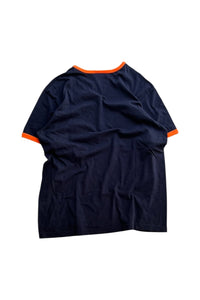 MADE IN USA 90'S LOGO RINGER T-SHIRT / NAVY [SIZE: L USED]