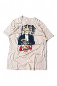 MADE IN USA 80'S POINT BEER LETTER T-SHIRT / BEIGE [SIZE: L USED]
