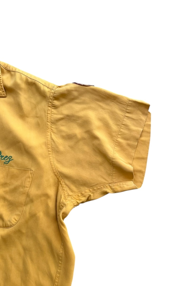 MADE IN USA 66'S S/S RAYON OPEN COLLAR SHIRT / YELLOW [SIZE: L USED]